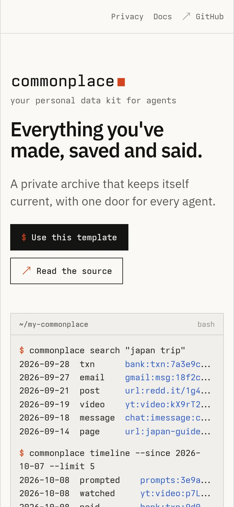 commonplace-eight-sable.vercel.app at 390 wide